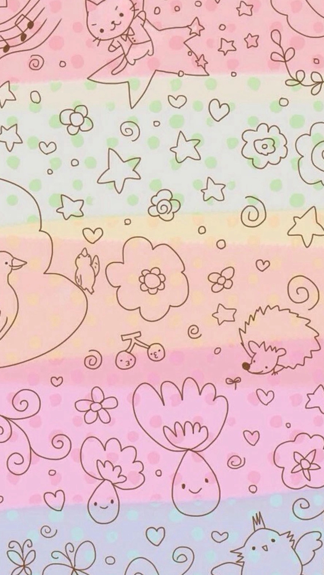 Dreamy Anime Cute Kitten Pattern Painting Background