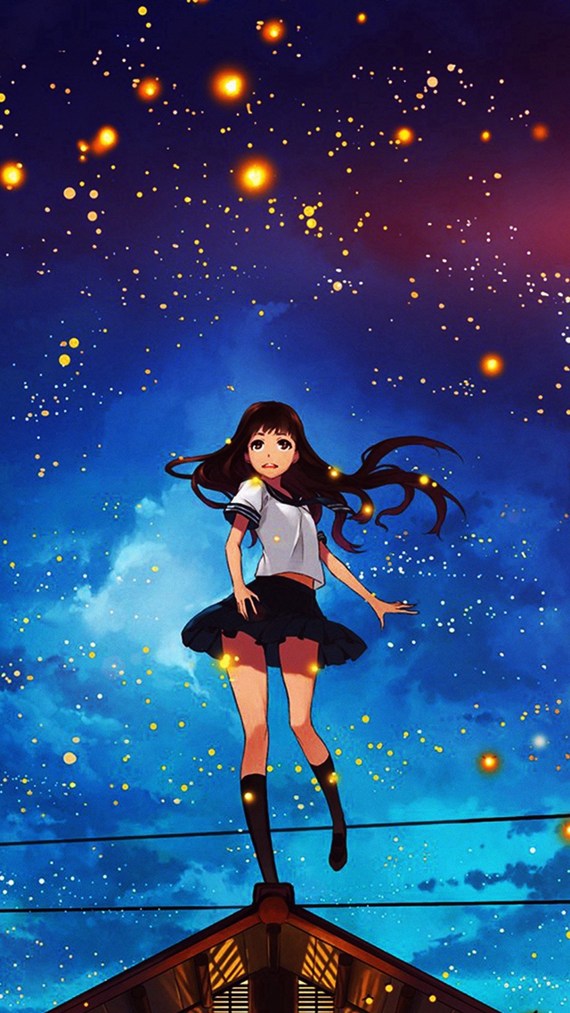 Girl Anime Star Space Night Illustration Art Flare