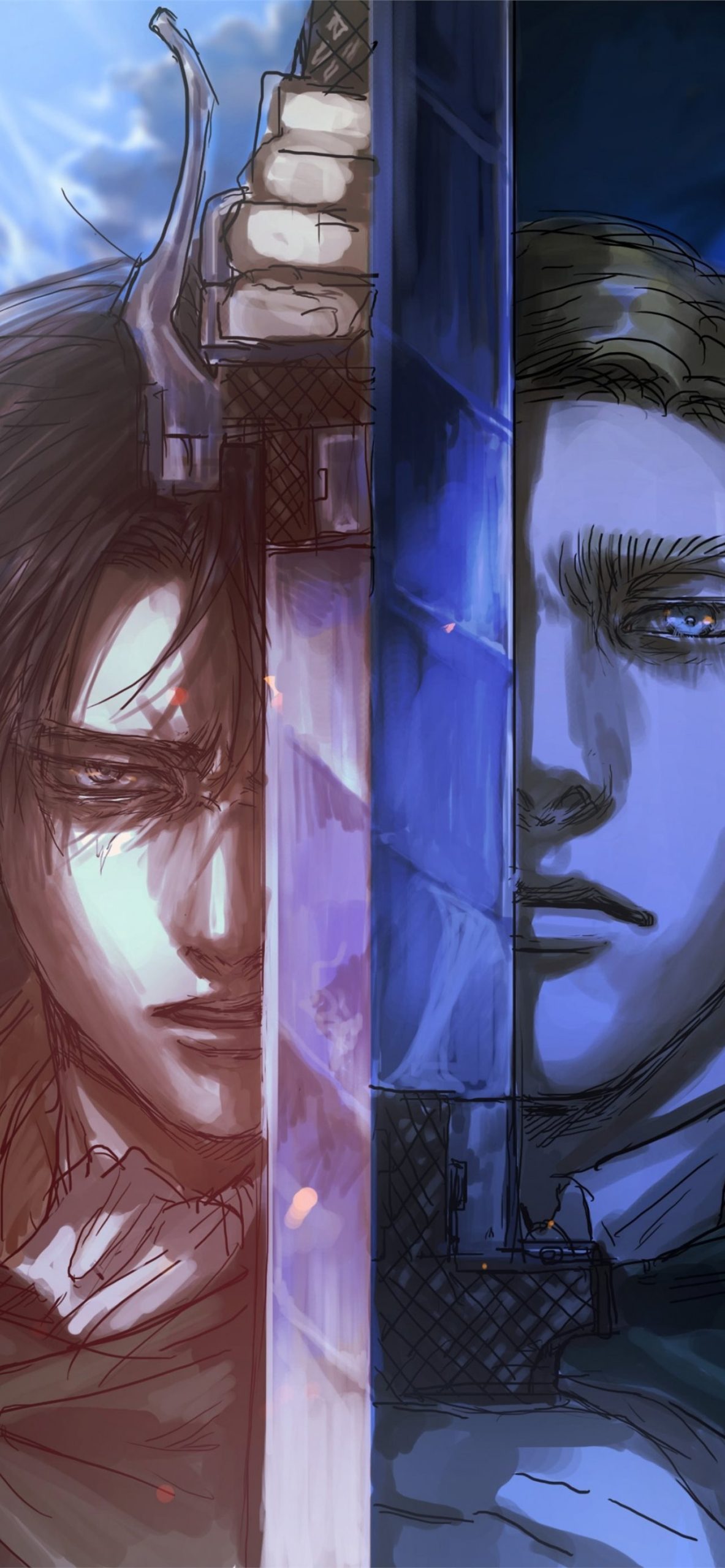 Shingeki No Kyojin Levi Erwin Smith Sword Artwork