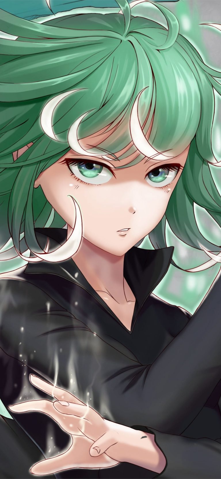 green hair tatsumaki one punch man anime artwork l