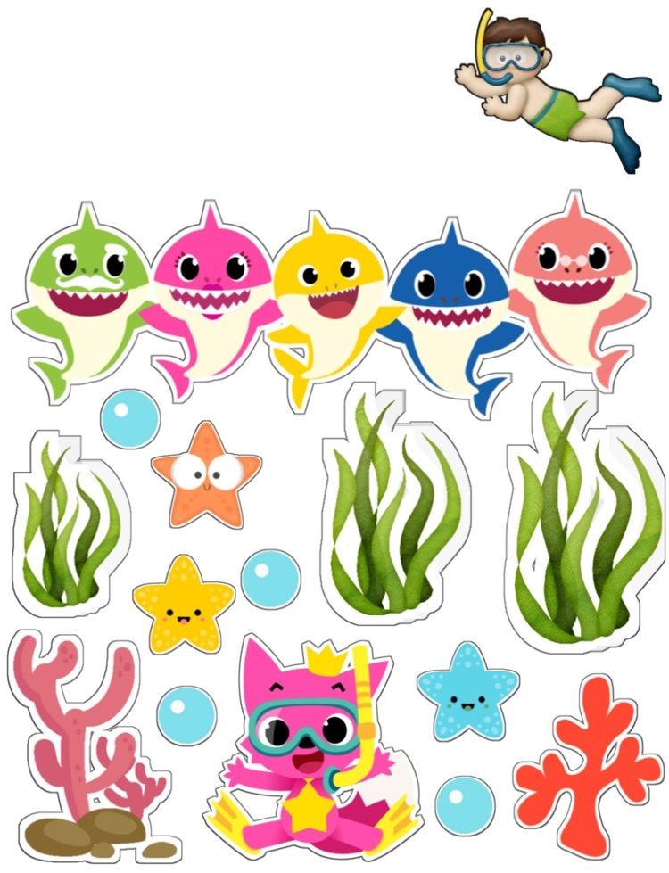 Baby Shark Cake Topper Printable (1)