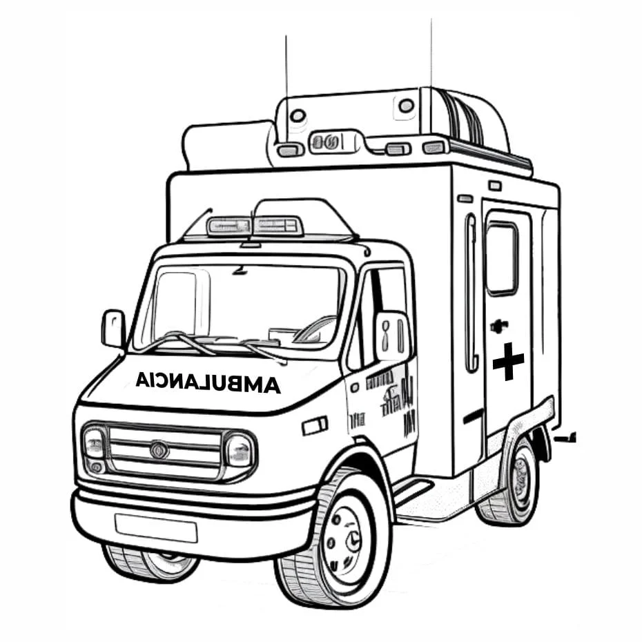 Ambulance coloring page (1)