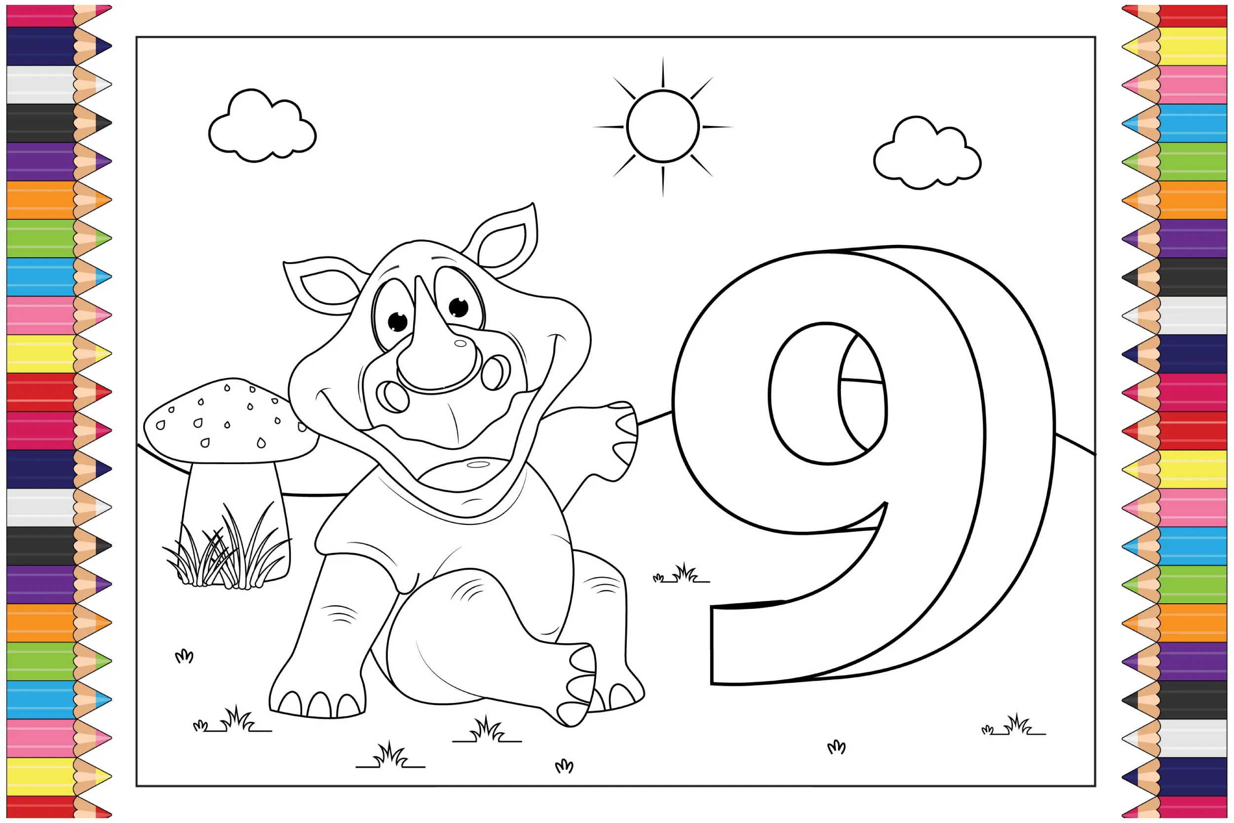 Animals and numbers coloring pages (10)