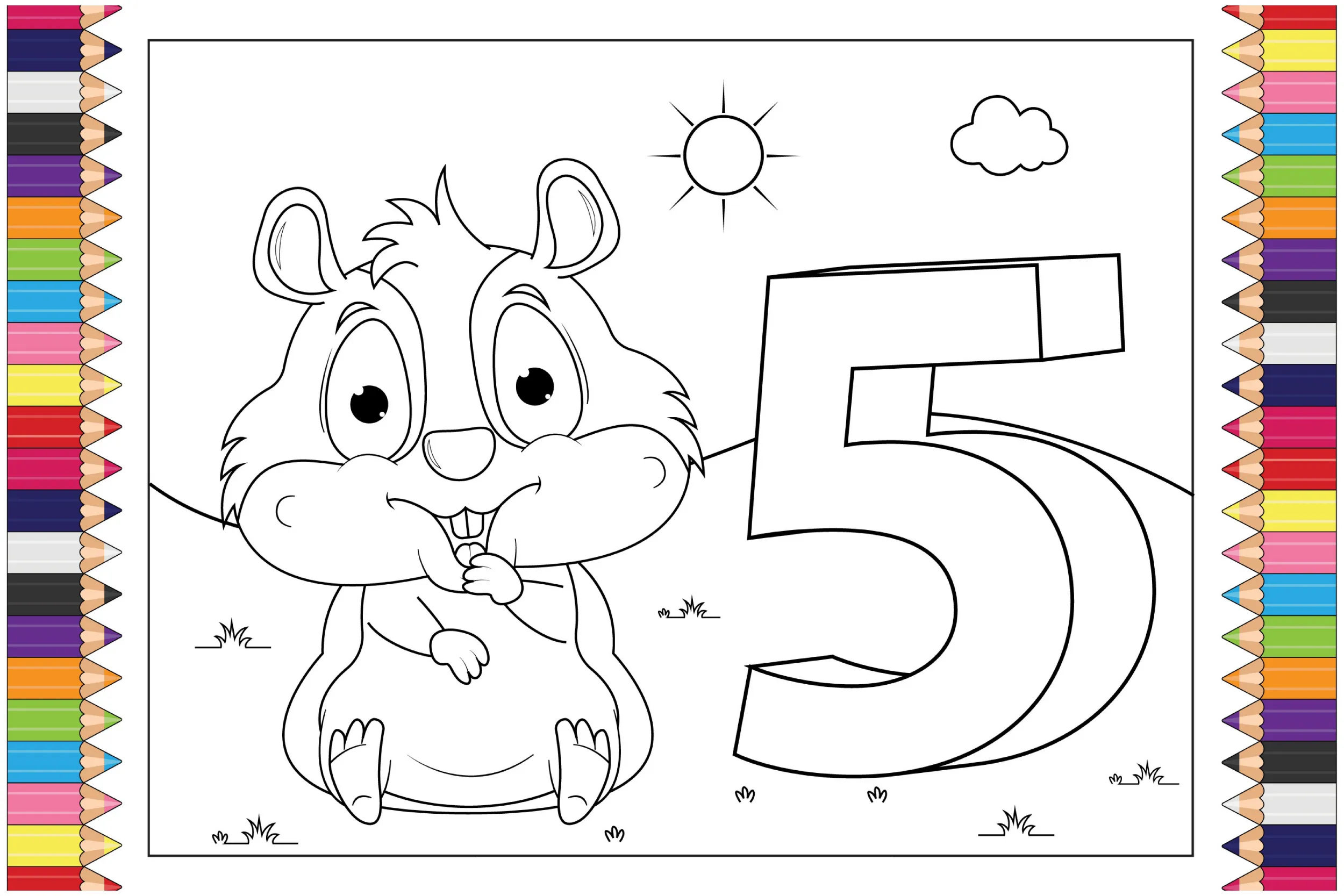 Animals and numbers coloring pages (6)