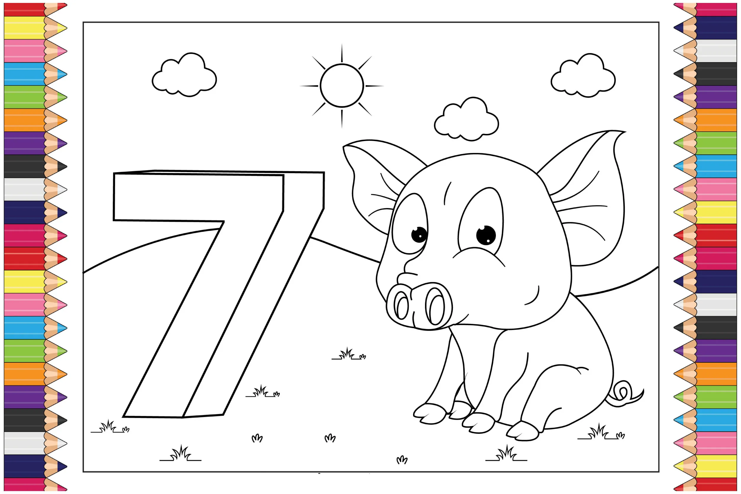 Animals and numbers coloring pages (8)