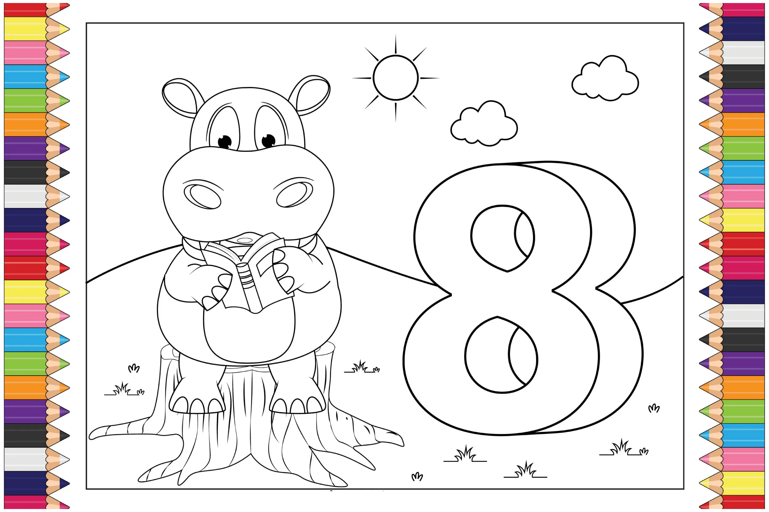 Animals and numbers coloring pages (9)