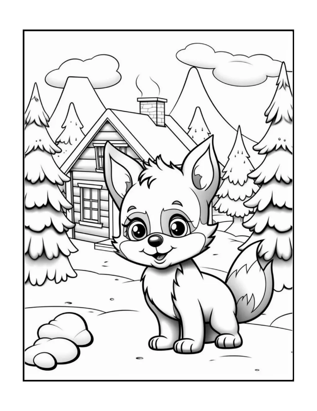 Animals at christmas coloring page (1)