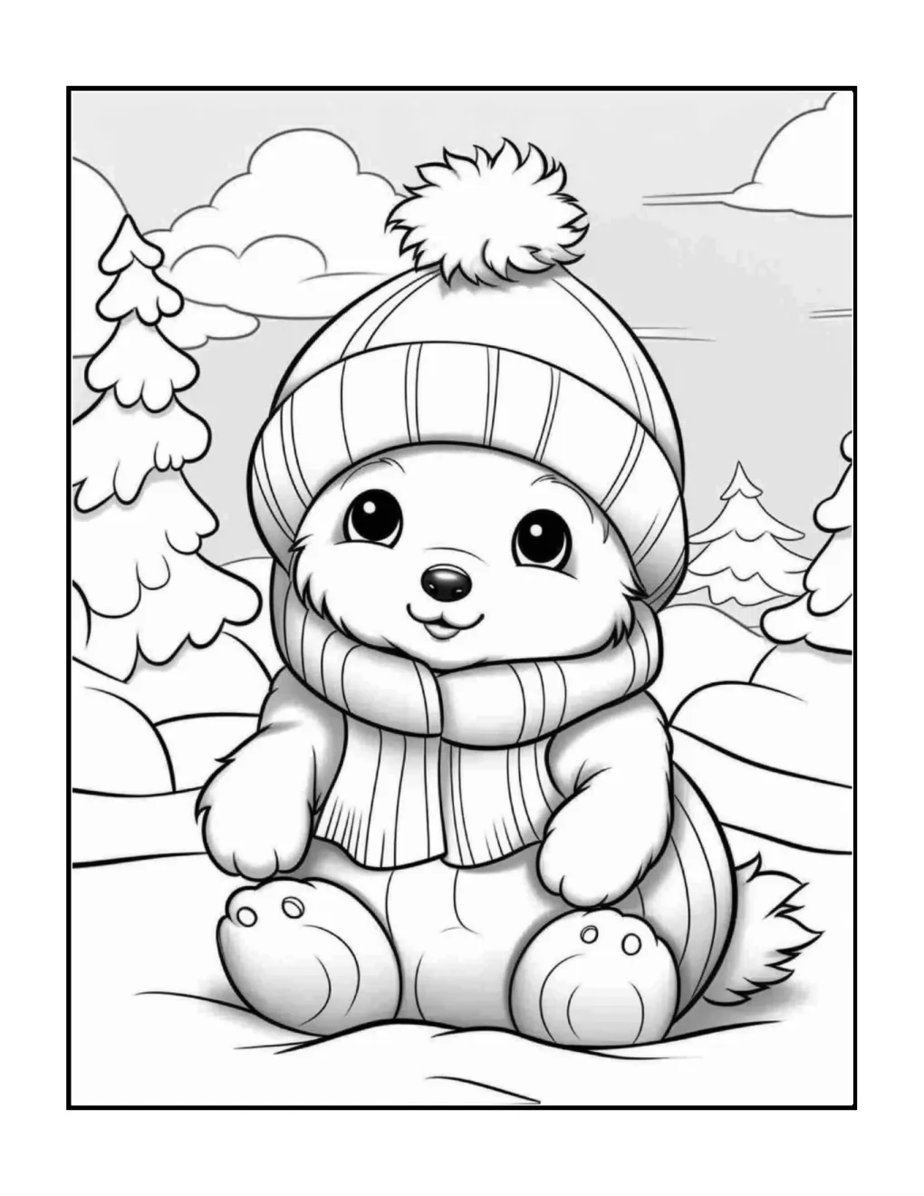 Animals at christmas coloring page (10)