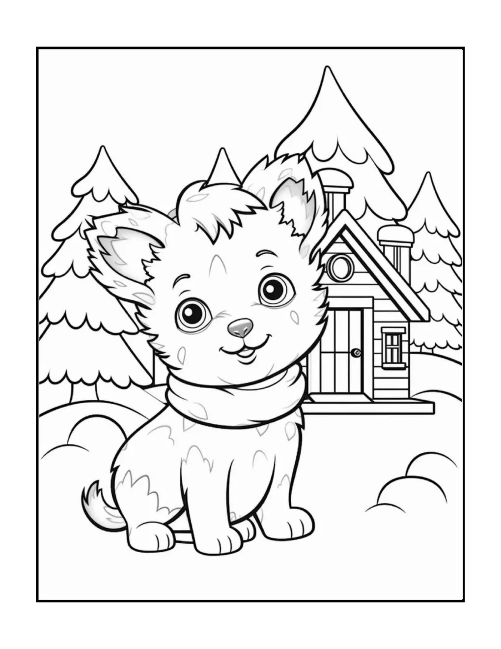 Animals at christmas coloring page (100)