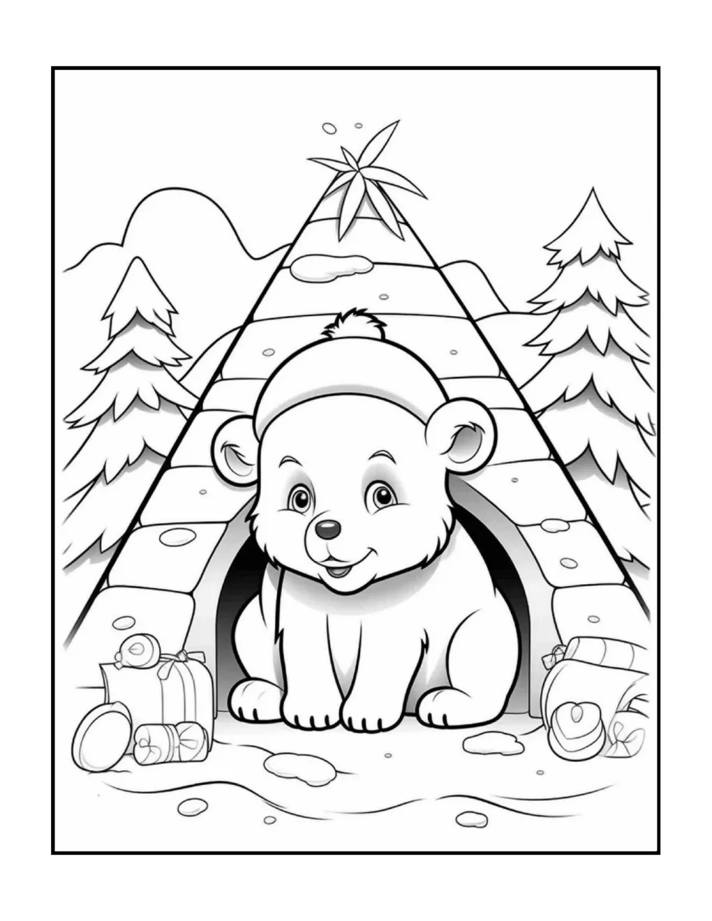 Animals at christmas coloring page (3)