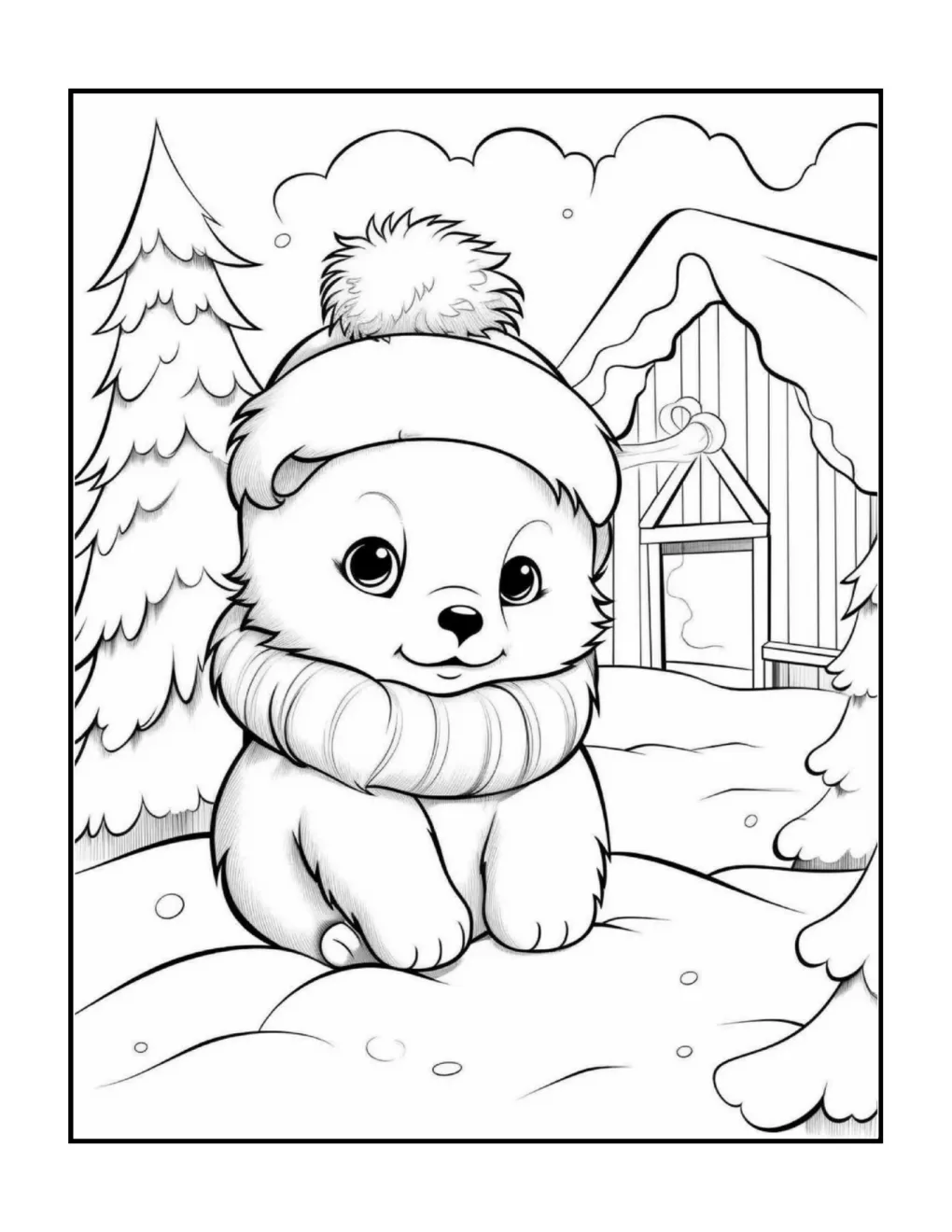 Animals at christmas coloring page (39)