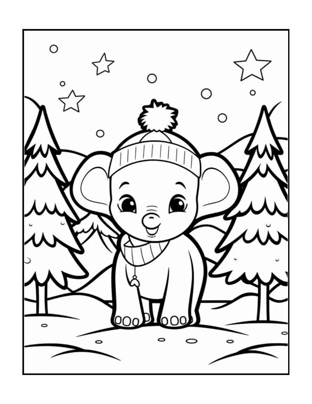 Animals at christmas coloring page (4)