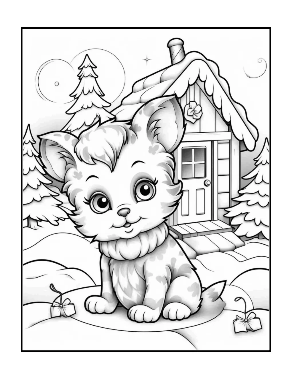 Animals at christmas coloring page (63)