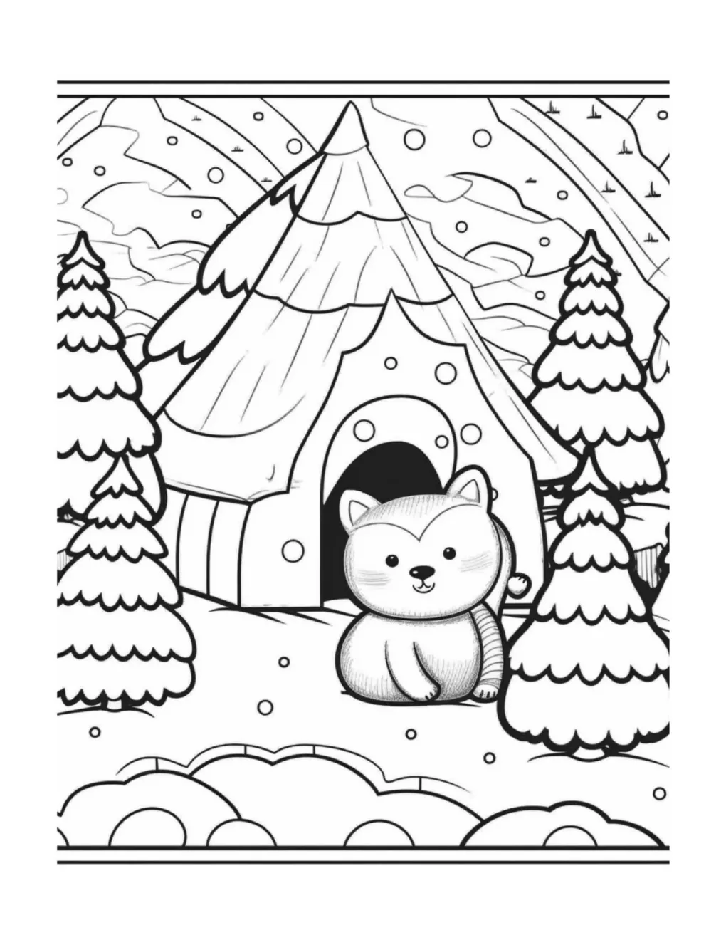 Animals at christmas coloring page (79)