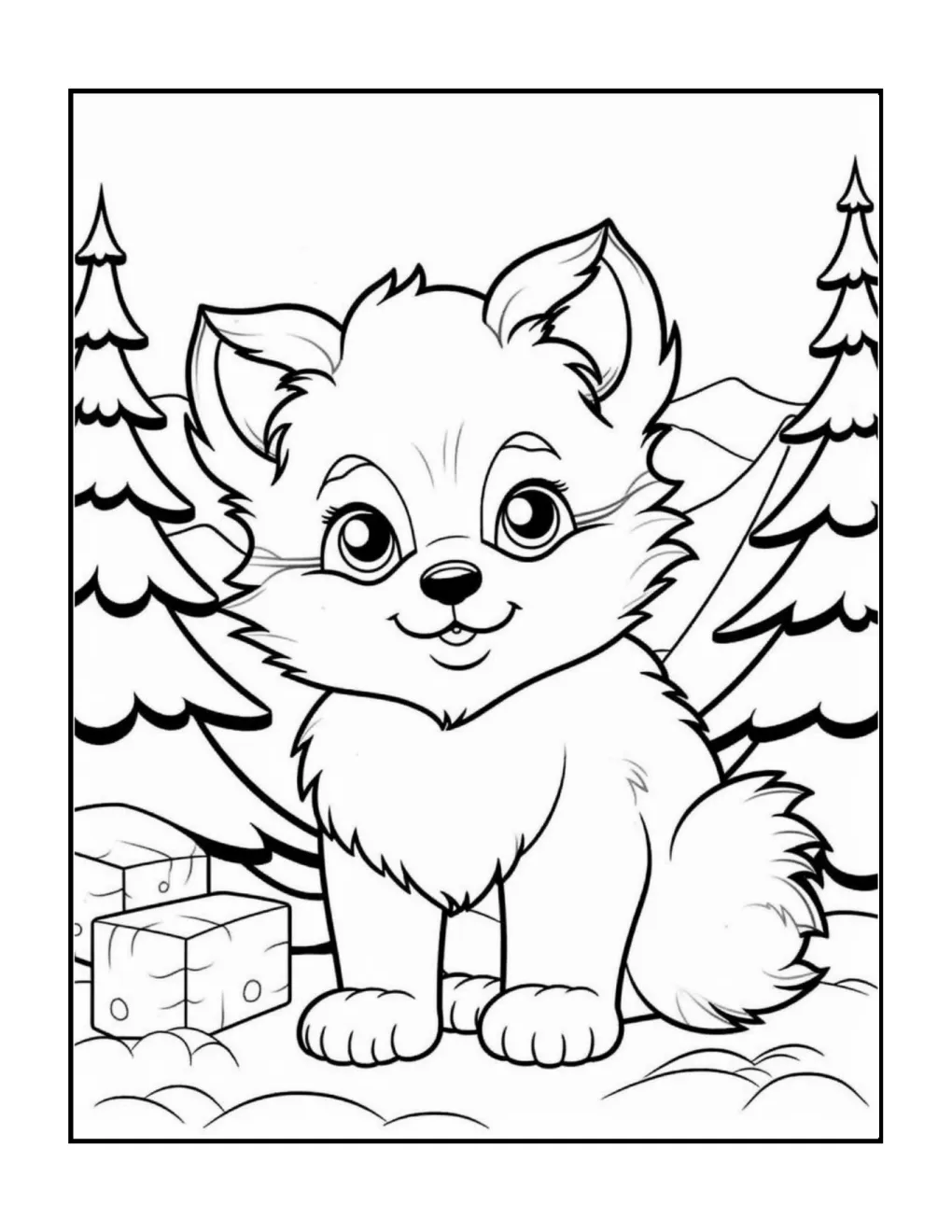 Animals at christmas coloring page (8)