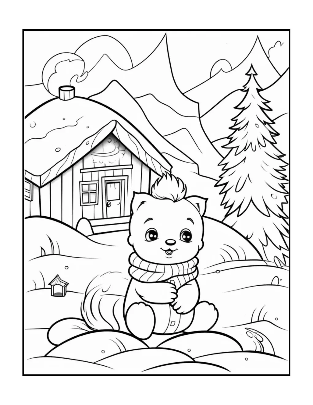 Animals at christmas coloring page (83)