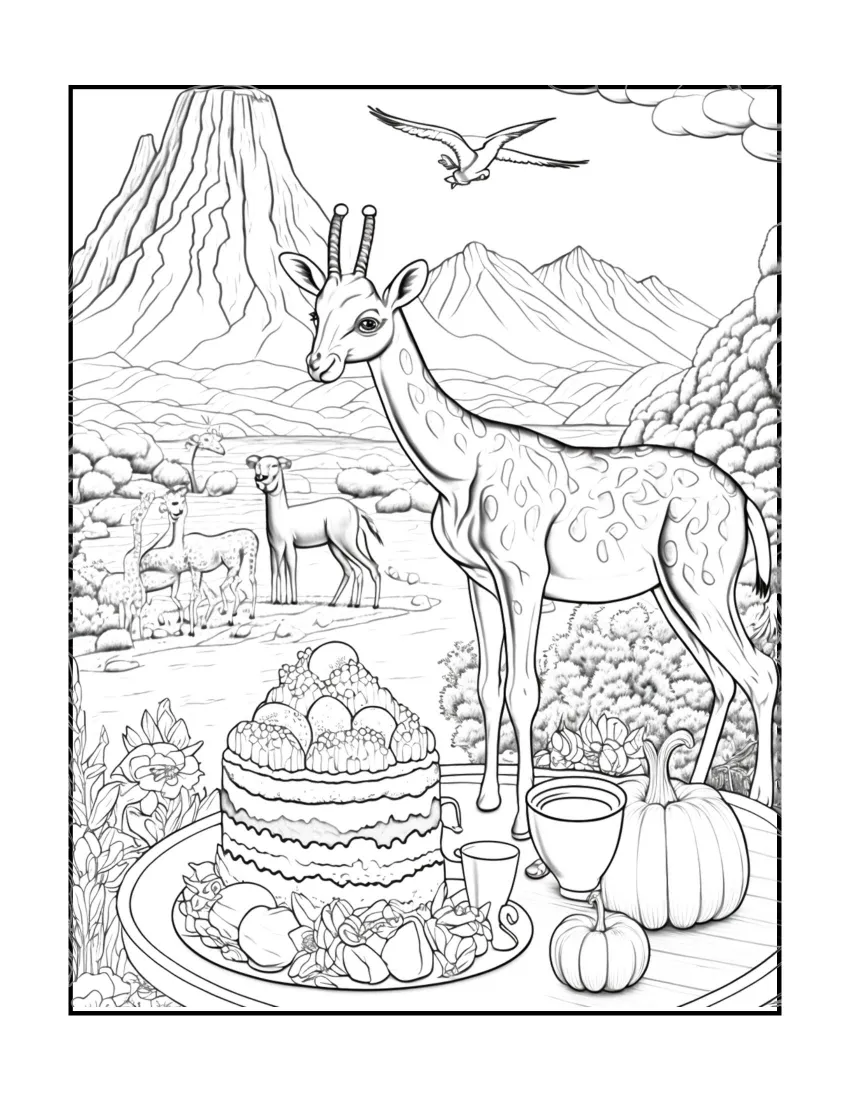 Animals have picnic coloring page (10)