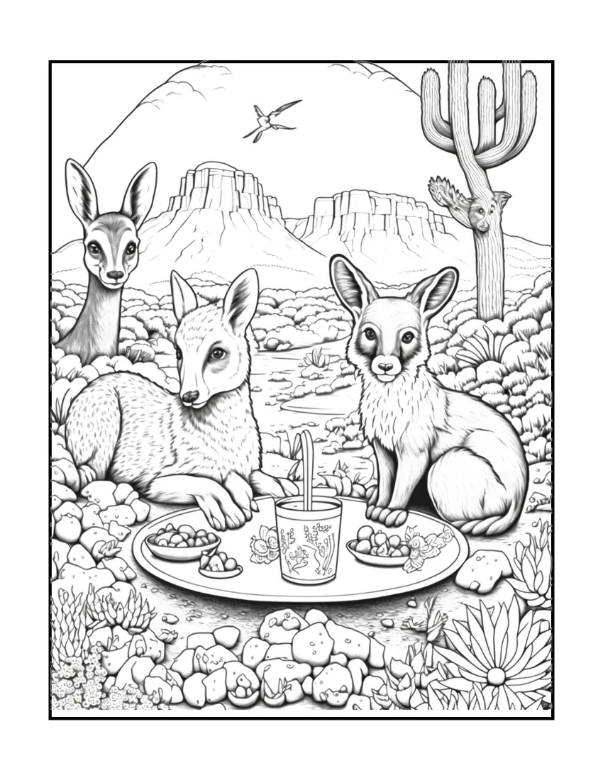 Animals have picnic coloring page (12)