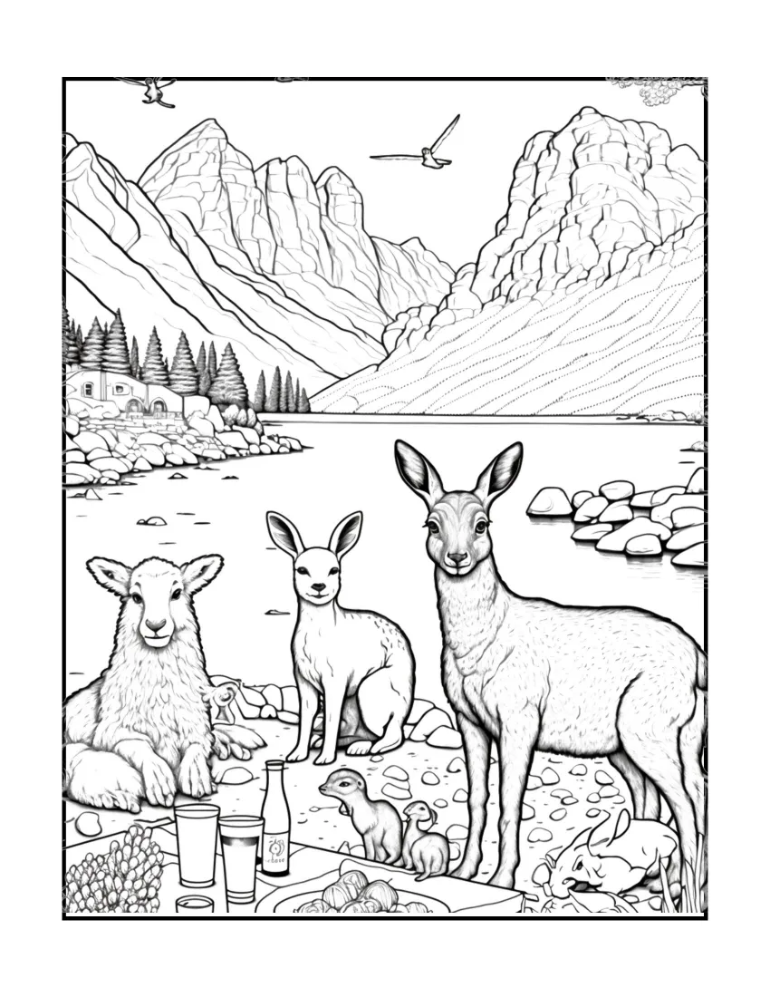 Animals have picnic coloring page (13)