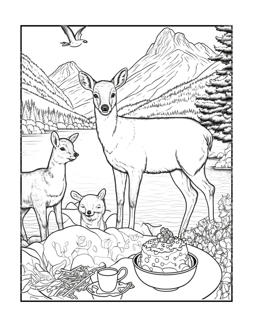 Animals have picnic coloring page (14)