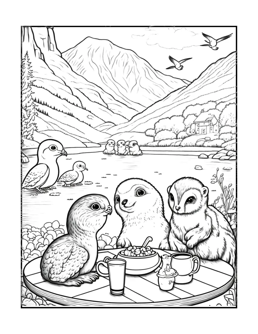 Animals have picnic coloring page (15)