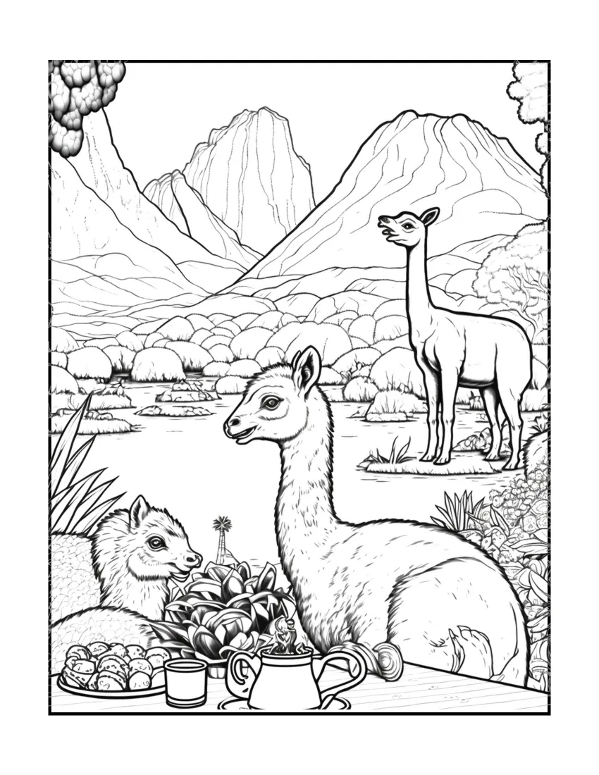 Animals have picnic coloring page (18)