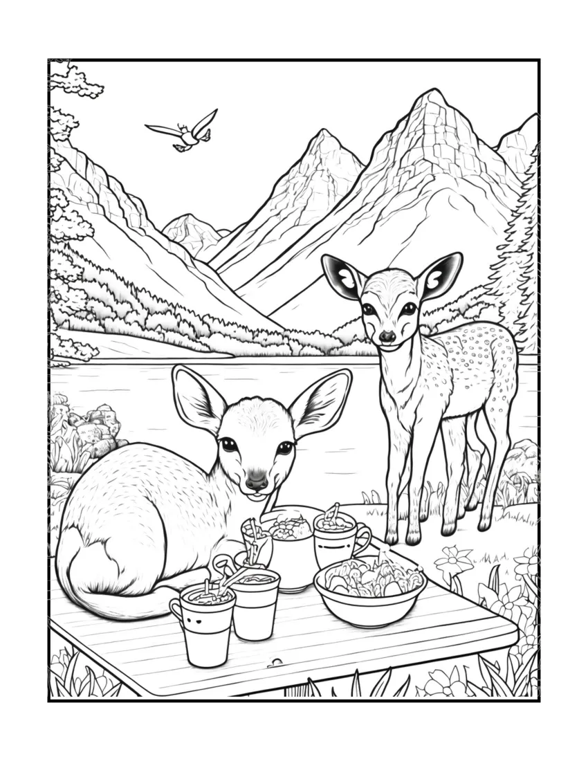 Animals have picnic coloring page (19)