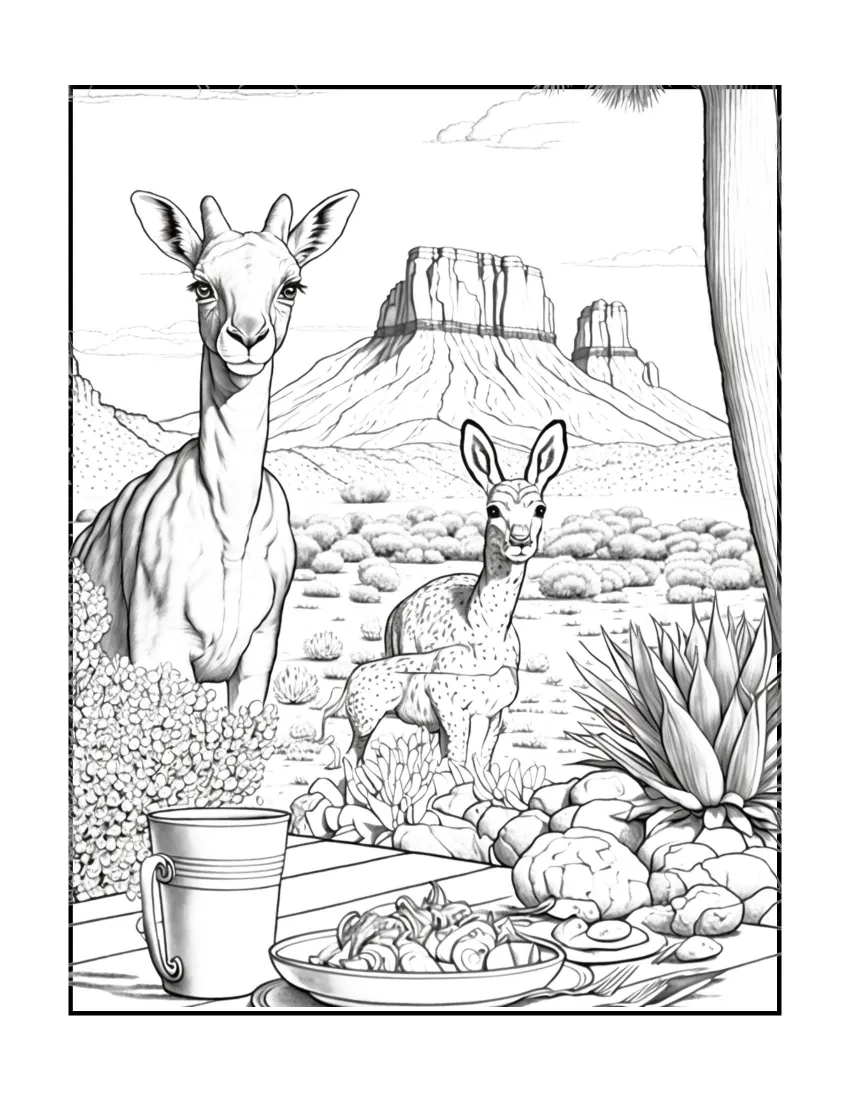 Animals have picnic coloring page (2)