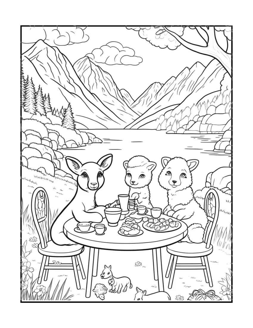 Animals have picnic coloring page (20)