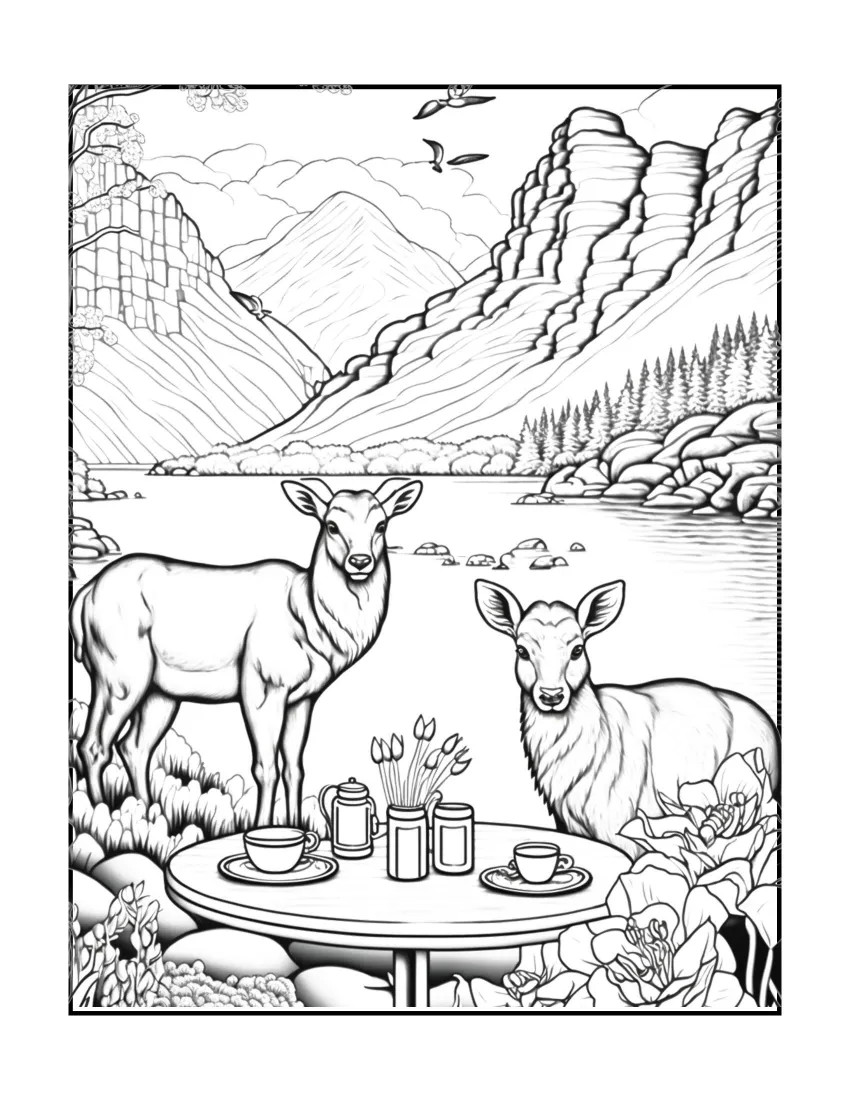 Animals have picnic coloring page (24)