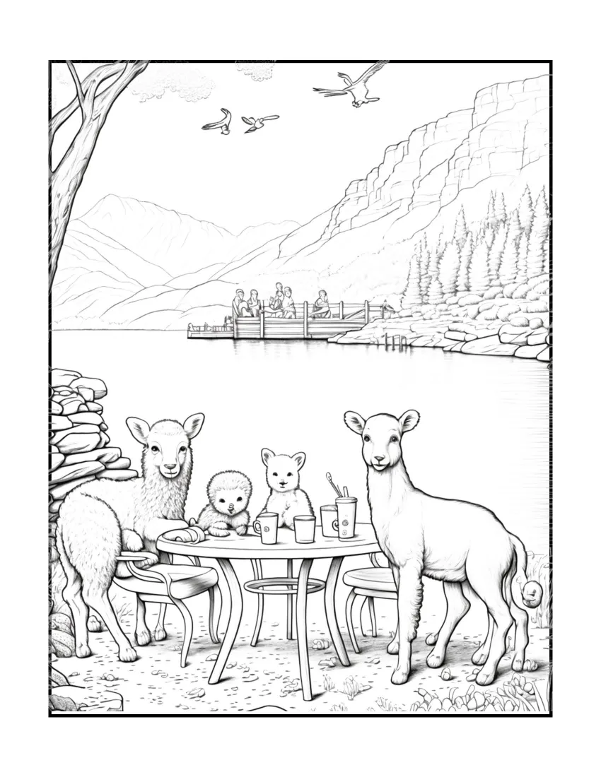 Animals have picnic coloring page (25)