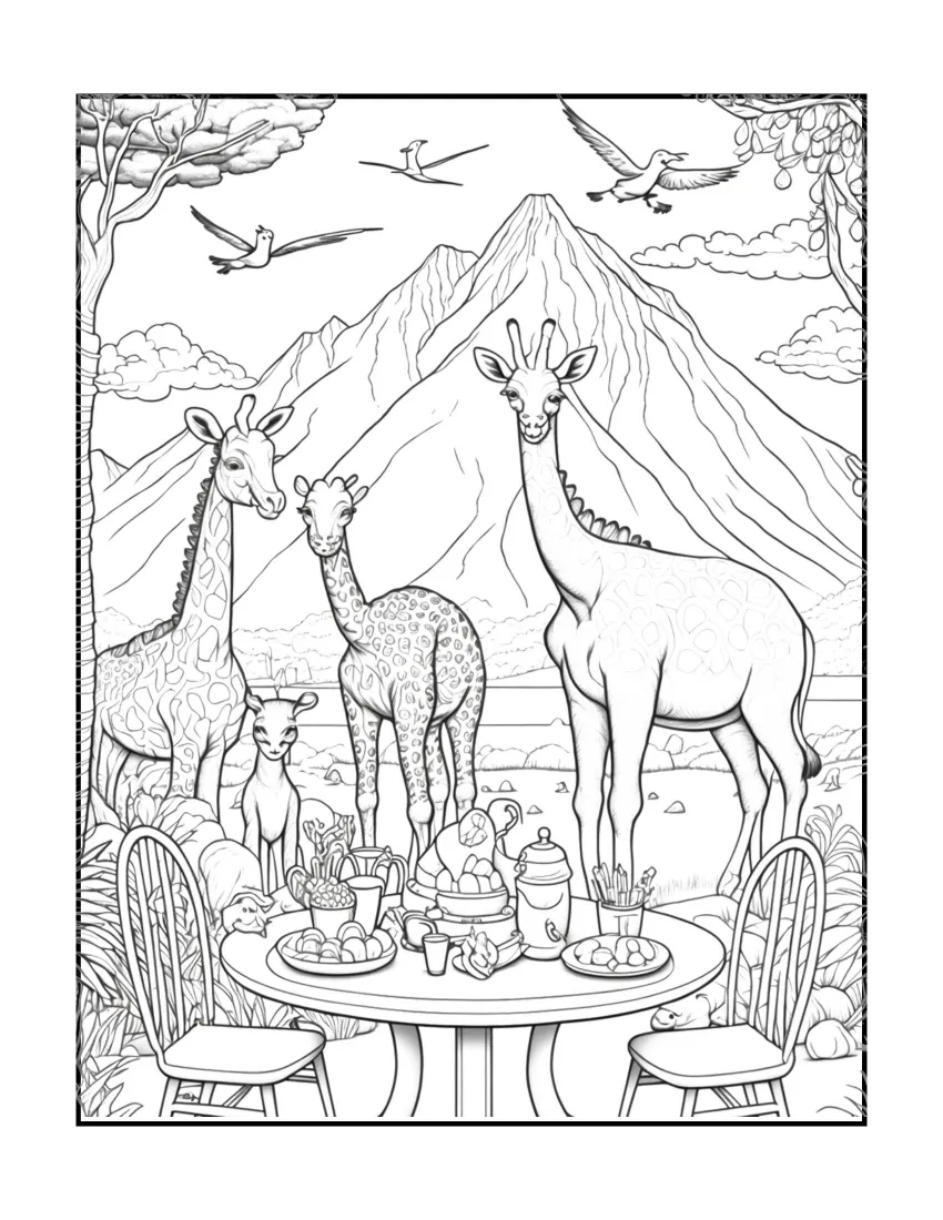 Animals have picnic coloring page (26)