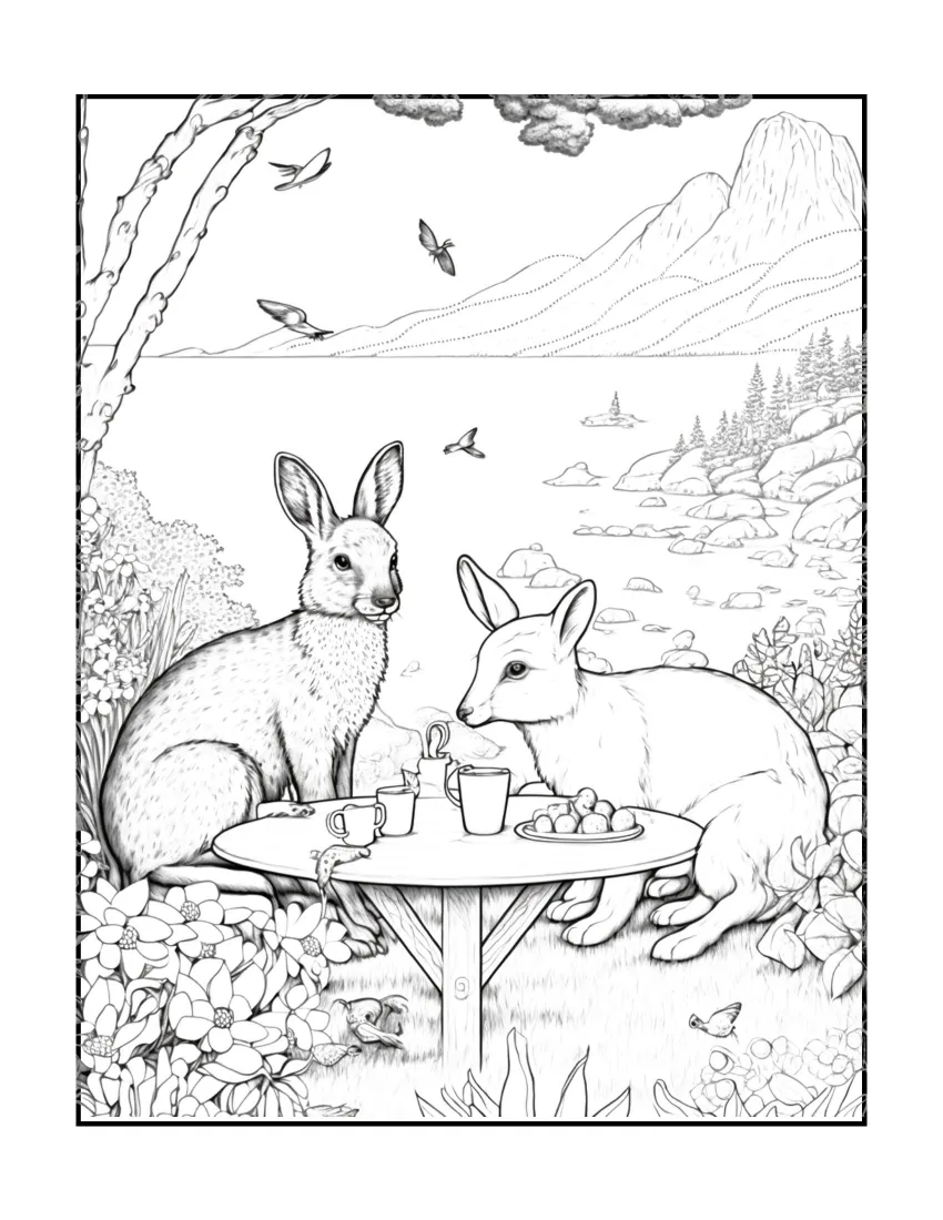 Animals have picnic coloring page (27)