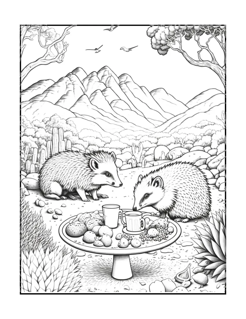 Animals have picnic coloring page (28)