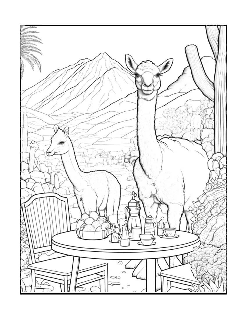 Animals have picnic coloring page (30)