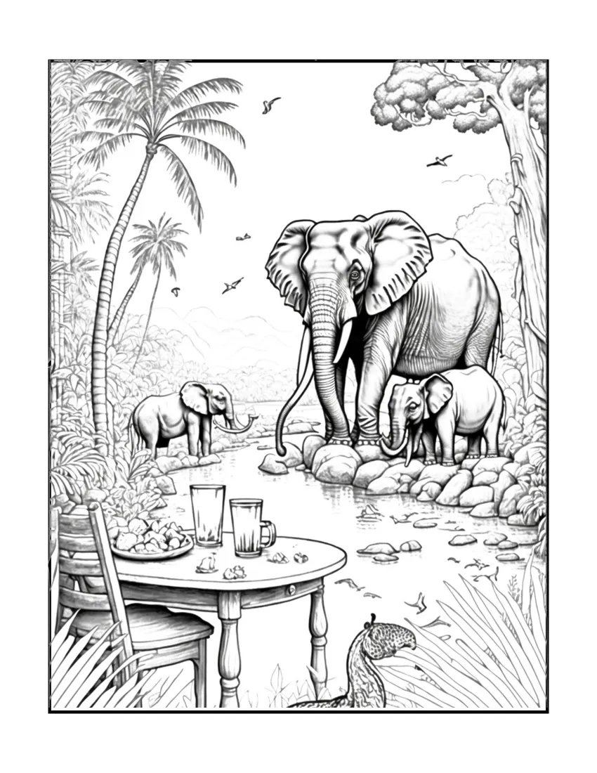 Animals have picnic coloring page (31)