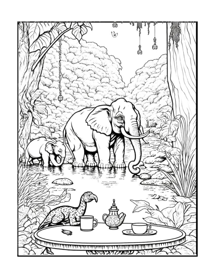 Animals have picnic coloring page (33)