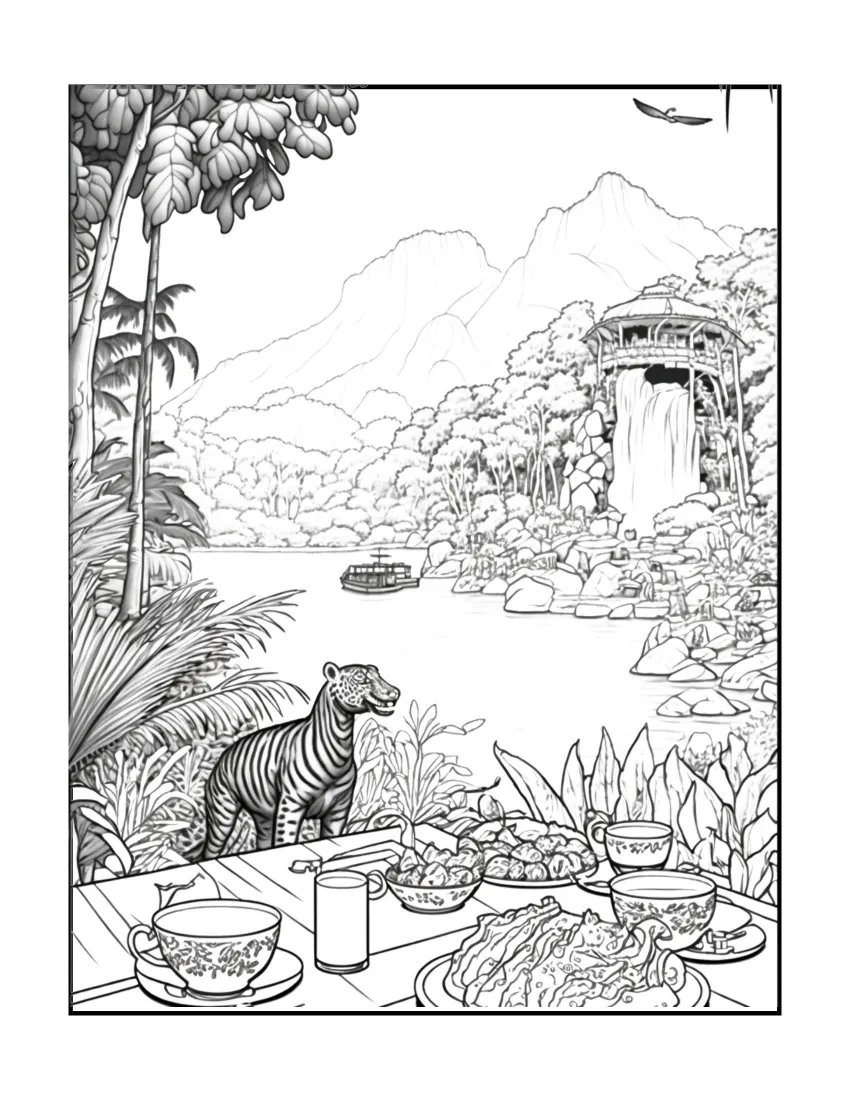 Animals have picnic coloring page (34)