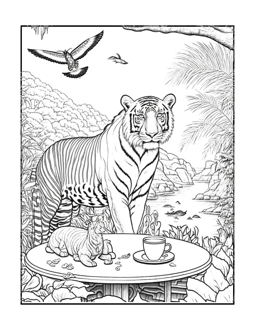 Animals have picnic coloring page (36)