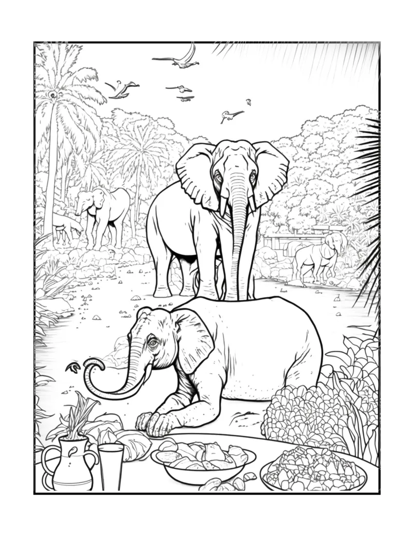 Animals have picnic coloring page (37)