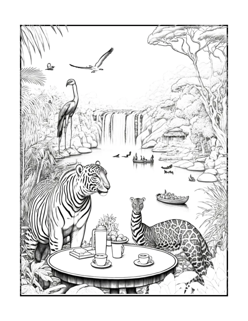 Animals have picnic coloring page (38)