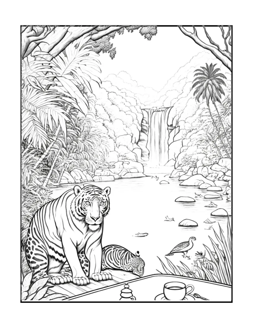 Animals have picnic coloring page (39)