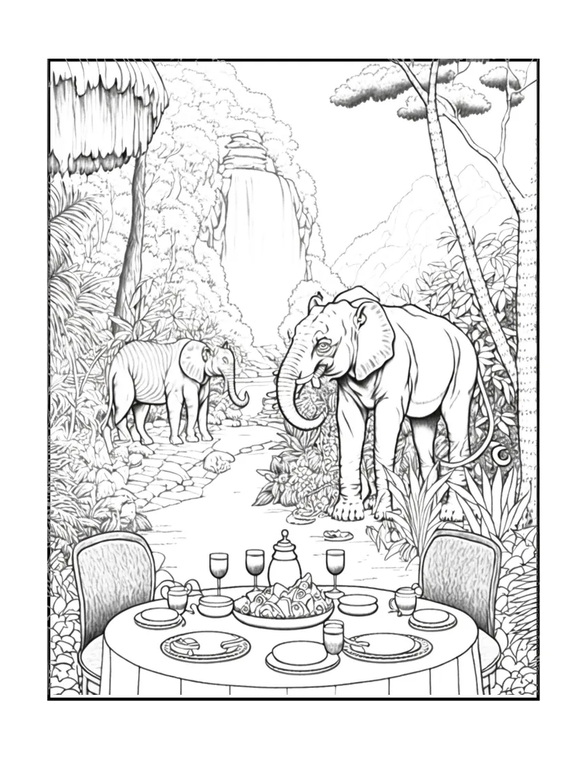 Animals have picnic coloring page (40)