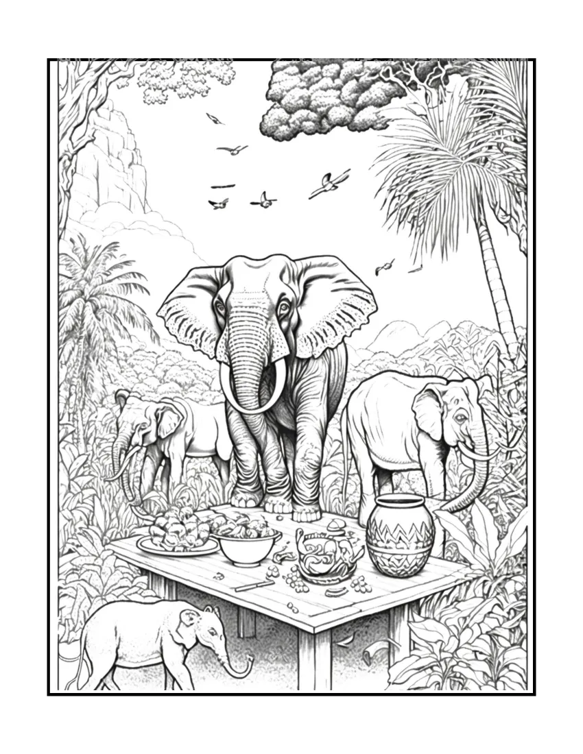 Animals have picnic coloring page (43)