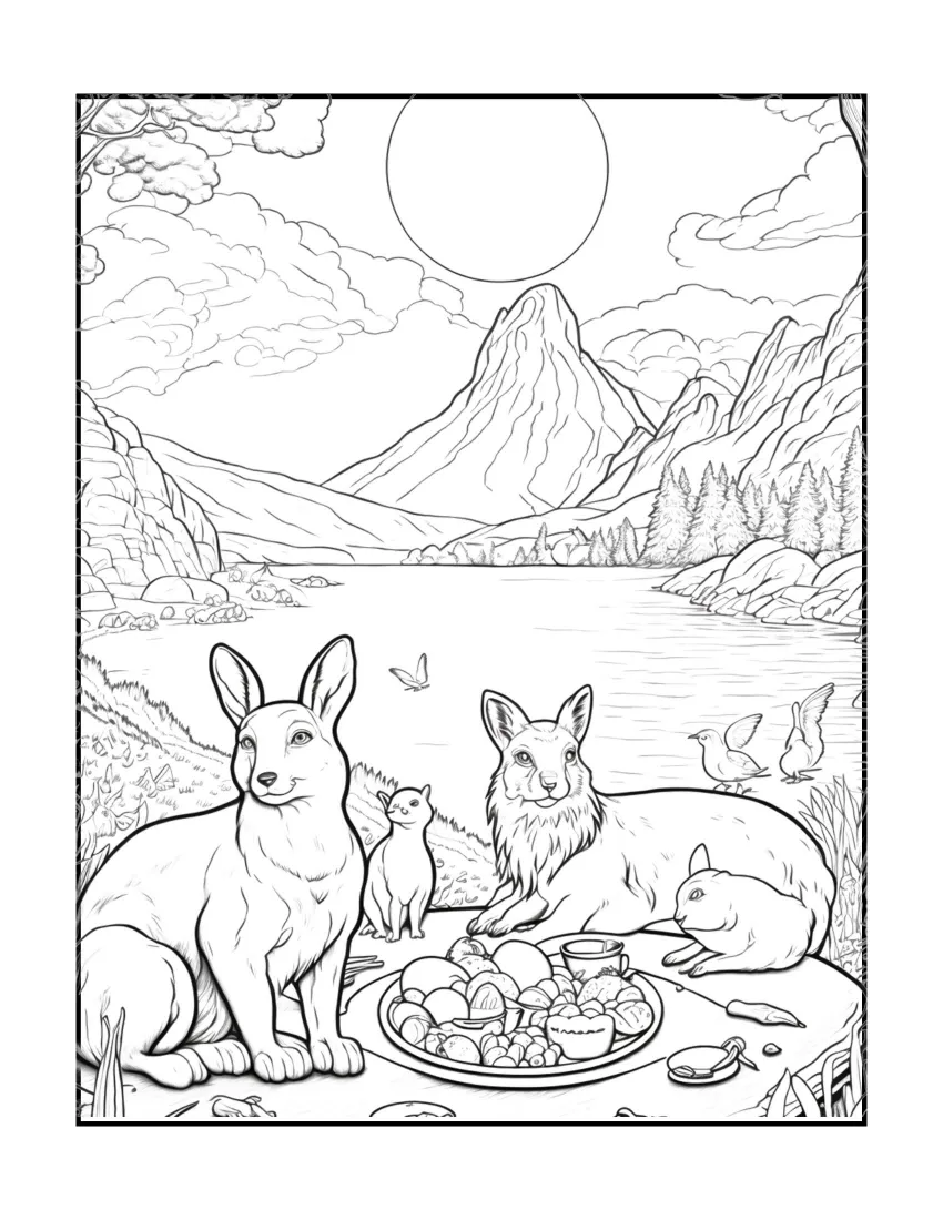 Animals have picnic coloring page (44)