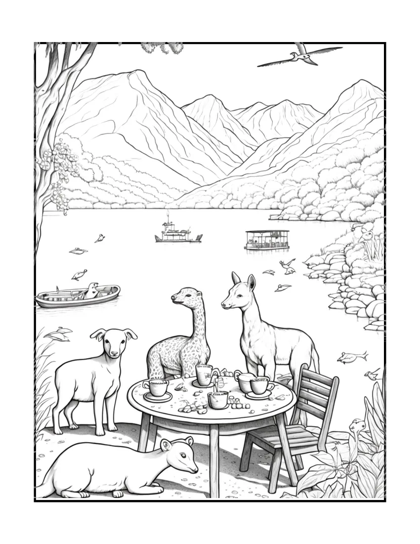 Animals have picnic coloring page (45)