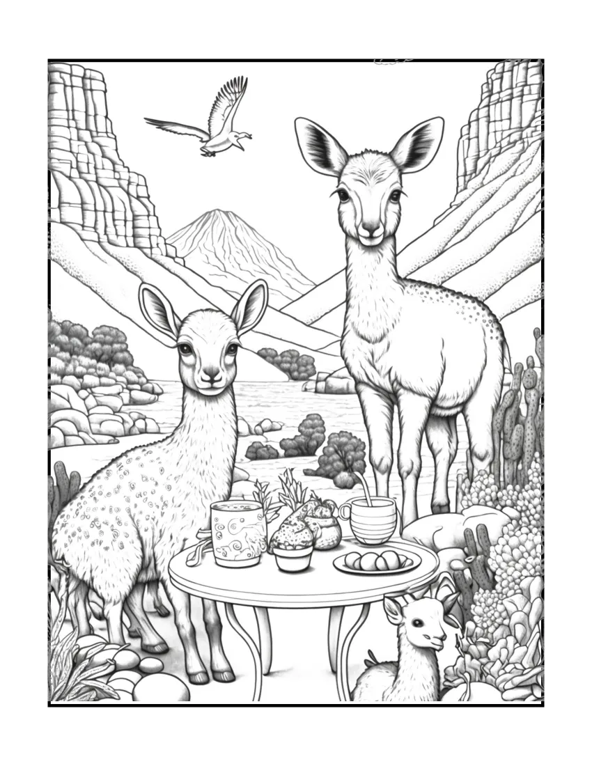 Animals have picnic coloring page (46)