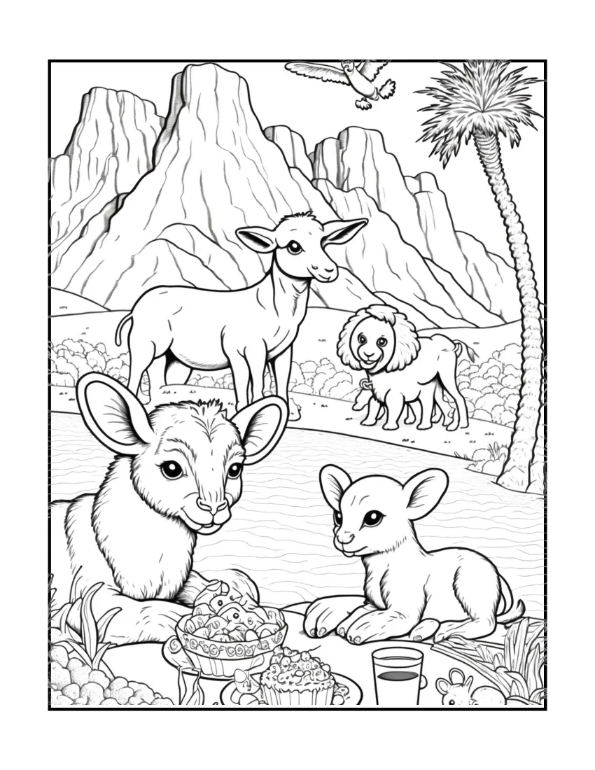 Animals have picnic coloring page (47)