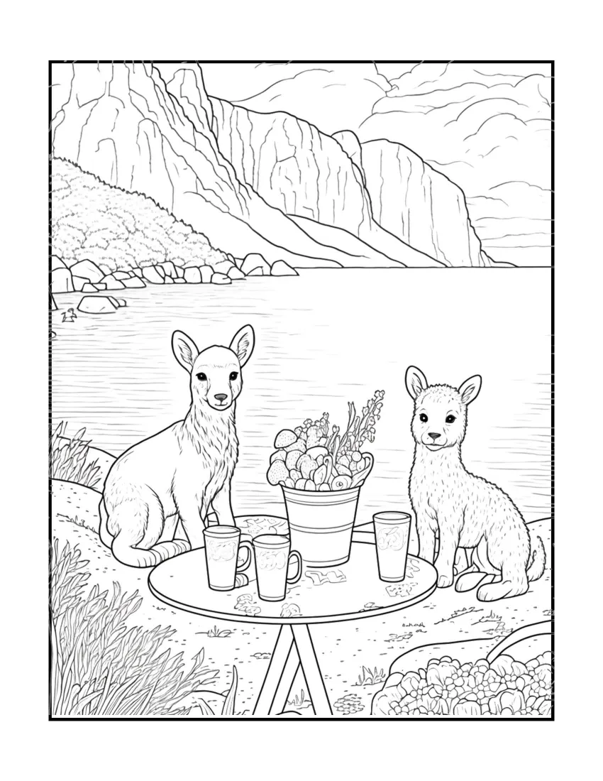 Animals have picnic coloring page (48)