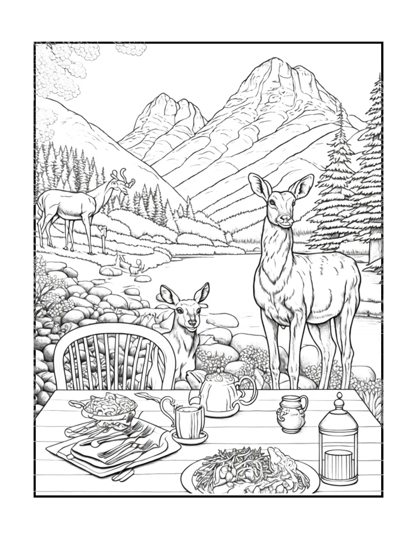 Animals have picnic coloring page (52)